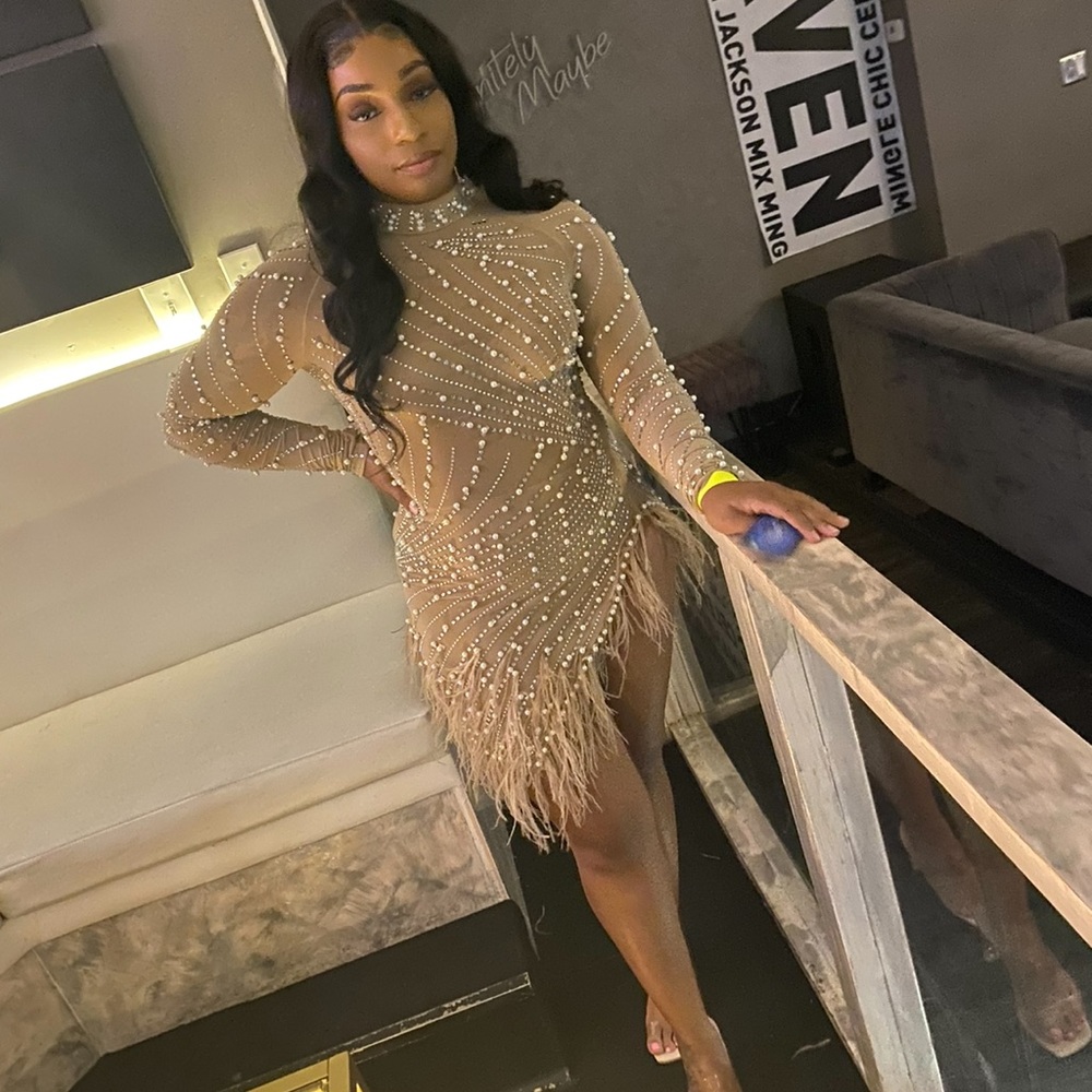 Nude mesh dress